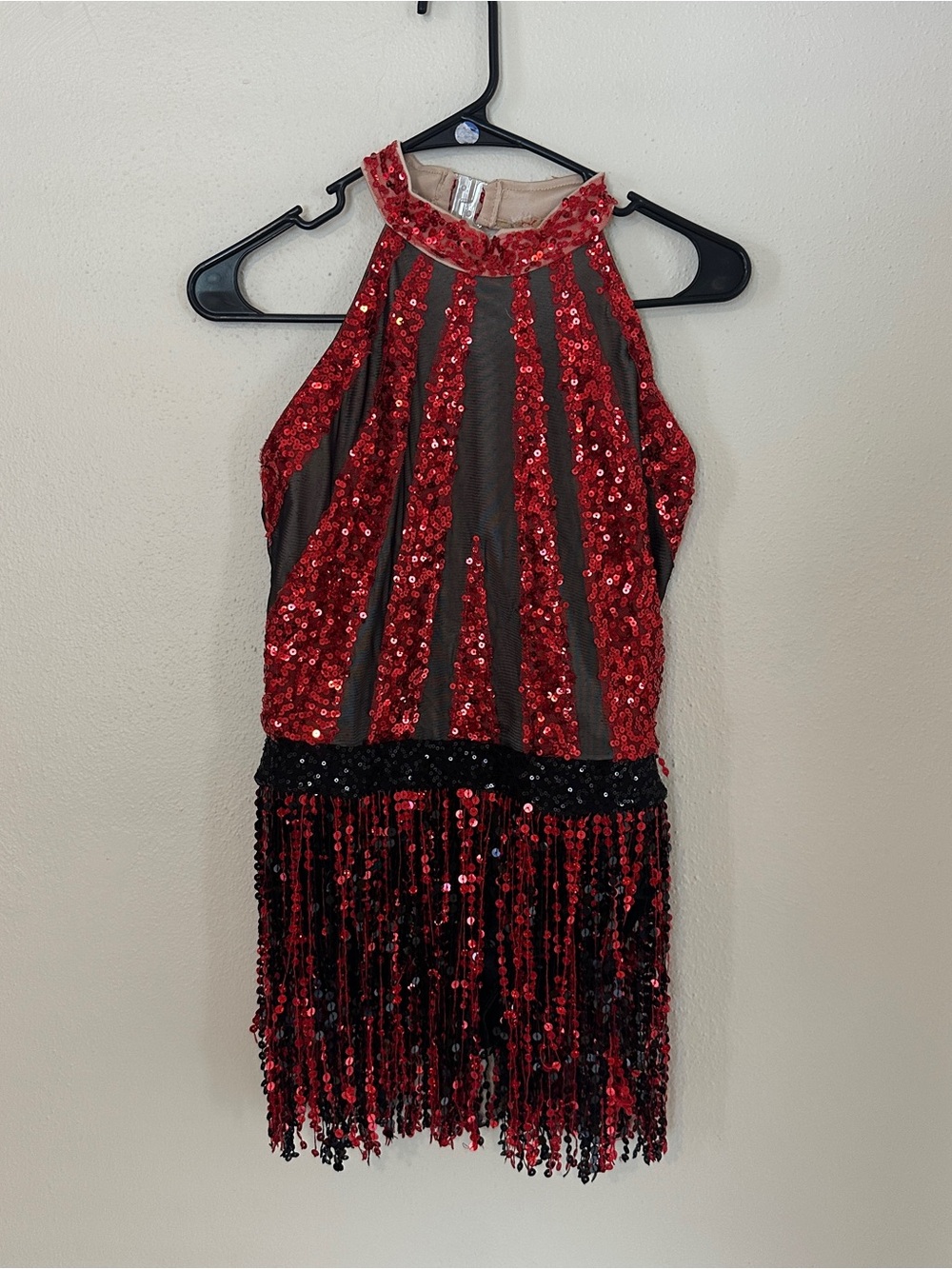 A Wish Come True red and black sequin dance leotard costume